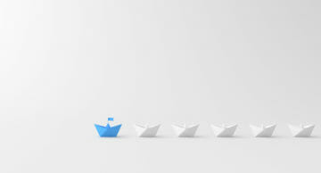 Leadership,Concept,,Blue,Leader,Boat,Leading,Whites.,3d,Rendering